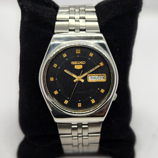 Vintage 1983 Original Seiko 5 Automatic 6309-8920 Black Face 17 Jewels Day-Date Japanese Men's Wrist Watch SA30