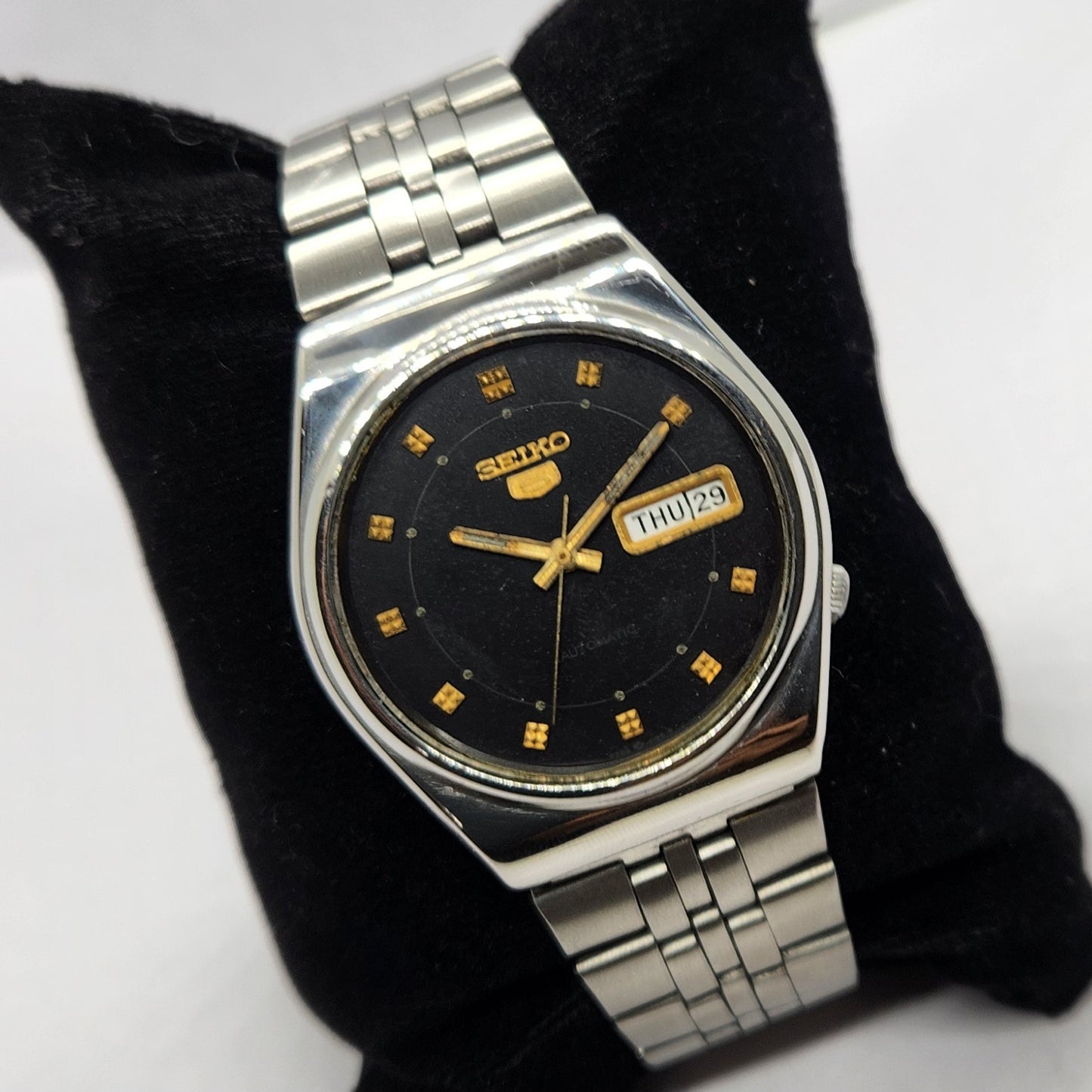 Vintage 1983 Original Seiko 5 Automatic 6309-8920 Black Face 17 Jewels Day-Date Japanese Men's Wrist Watch SA30