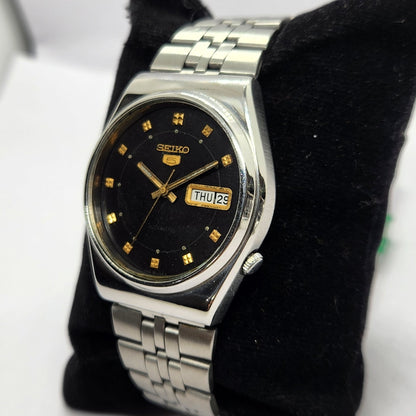 Vintage 1983 Original Seiko 5 Automatic 6309-8920 Black Face 17 Jewels Day-Date Japanese Men's Wrist Watch SA30