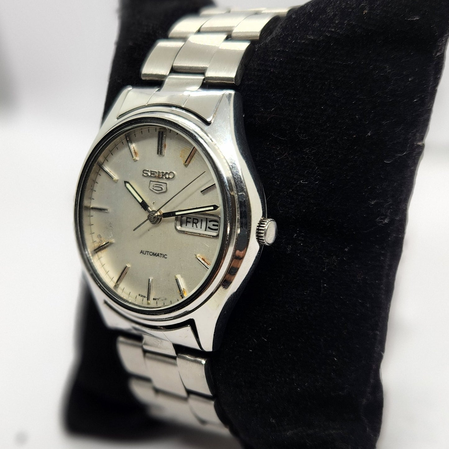 Vintage 1976 Original Seiko 5 Automatic 6309-8920 Silver Face 17 Jewels Day-Date Japanese Men's Wrist Watch SA32