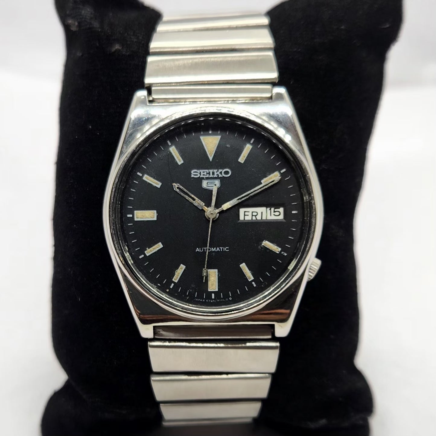 Vintage 1982 Original Seiko 5 Automatic 6309-9040 Black Face 17 Jewels Day-Date Japanese Men's Wrist Watch SA34