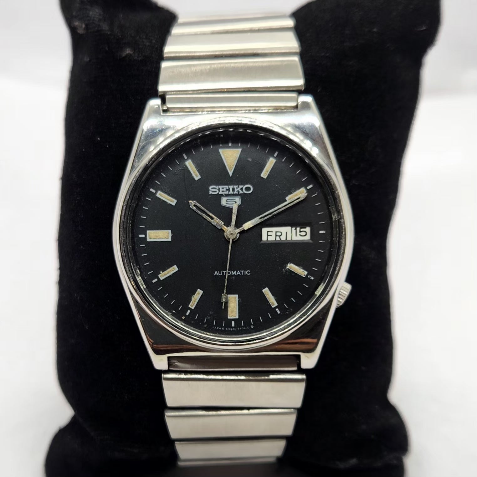 Vintage 1982 Original Seiko 5 Automatic 6309-9040 Black Face 17 Jewels Day-Date Japanese Men's Wrist Watch SA34