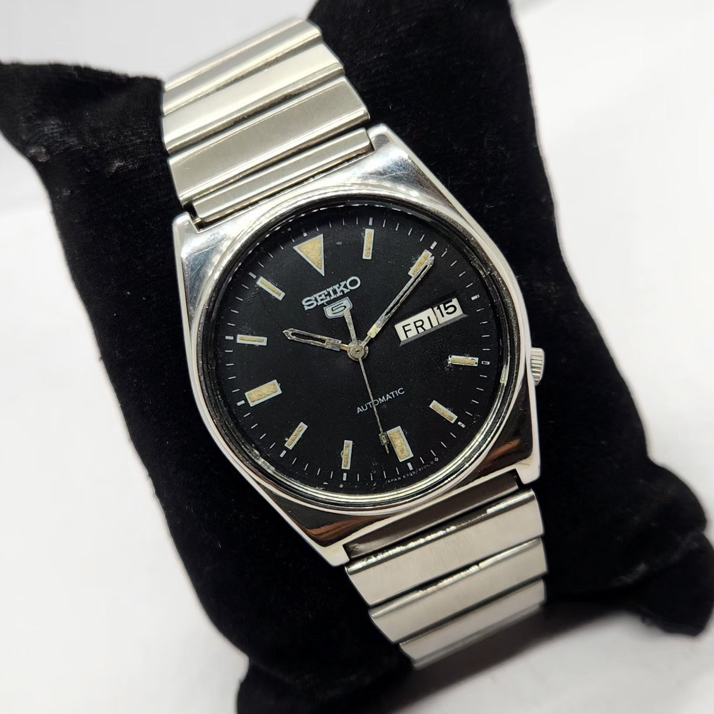 Vintage 1982 Original Seiko 5 Automatic 6309-9040 Black Face 17 Jewels Day-Date Japanese Men's Wrist Watch SA34