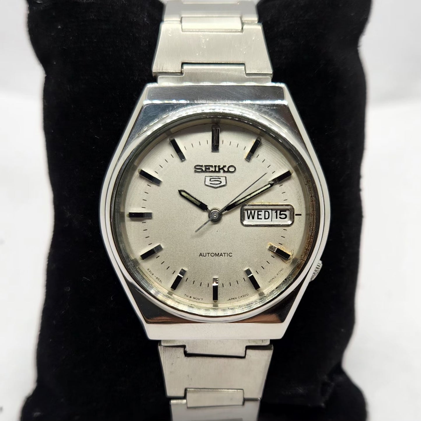 Vintage 1984 Original Seiko 5 Automatic 6309-8820 White Face 17 Jewels Day-Date Japanese Men's Wrist Watch SA36