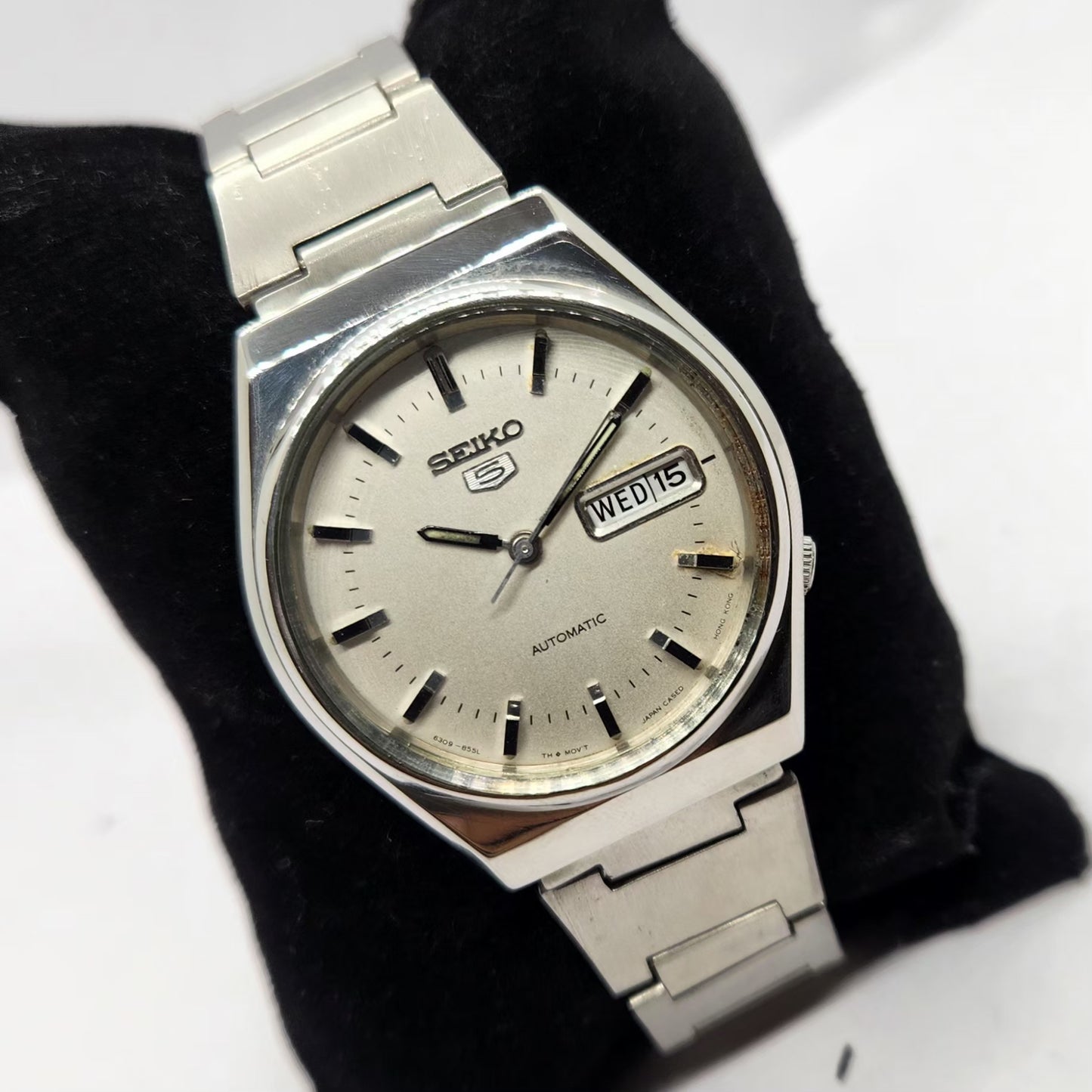 Vintage 1984 Original Seiko 5 Automatic 6309-8820 White Face 17 Jewels Day-Date Japanese Men's Wrist Watch SA36