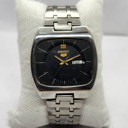 Vintage 1981 Original Seiko 5 Automatic 6309-522A Black Face 17 Jewels Day-Date Japanese Men's Wrist Watch SA46