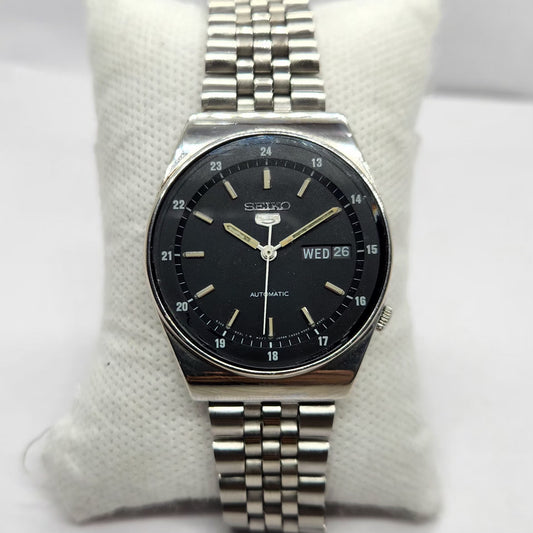Vintage 1982 Original Seiko 5 Automatic 6309-602A Black Face 17 Jewels Day-Date Japanese Men's Wrist Watch SA48