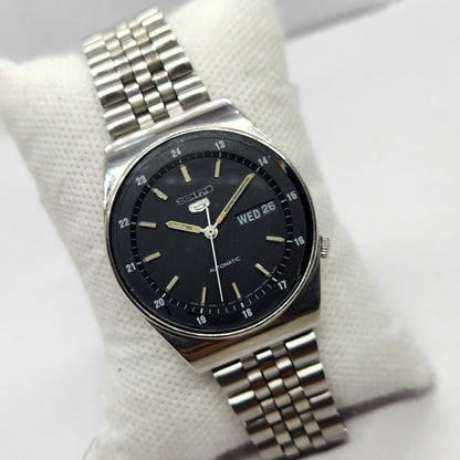 Vintage 1982 Original Seiko 5 Automatic 6309-602A Black Face 17 Jewels Day-Date Japanese Men's Wrist Watch SA48