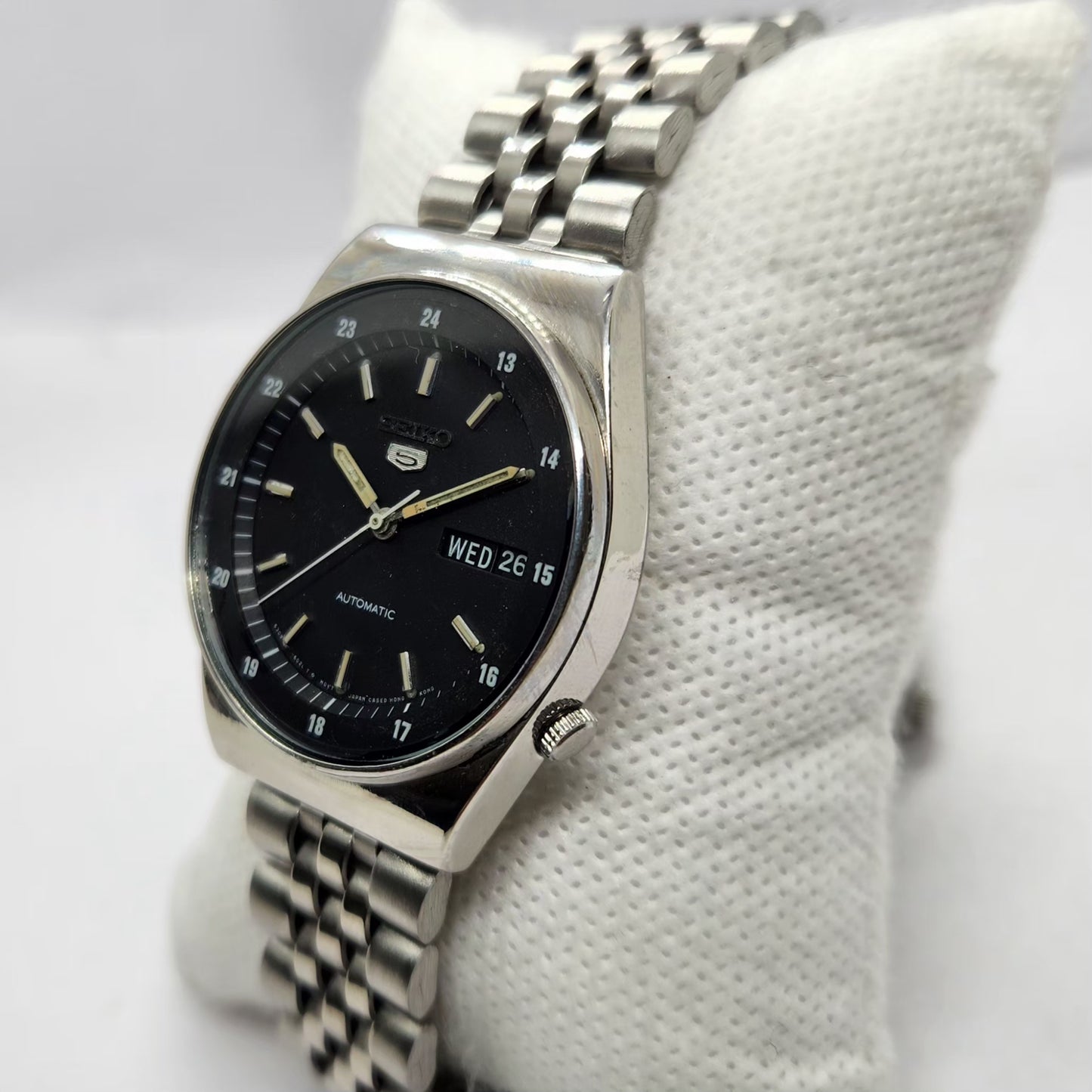 Vintage 1982 Original Seiko 5 Automatic 6309-602A Black Face 17 Jewels Day-Date Japanese Men's Wrist Watch SA48