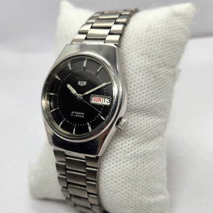 Vintage 1997 Original Seiko 5 Automatic 7s26-7030 Black Face 21 Jewels Day-Date Japanese Men's Wrist Watch SA50