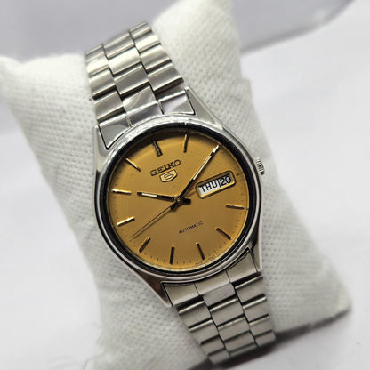 Vintage 1984 Original Seiko 5 Automatic 6309-8920 Gold Face 17 Jewels Day-Date Japanese Men's Wrist Watch SA51