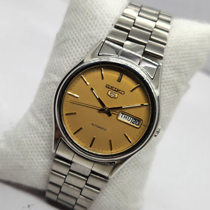 Vintage 1984 Original Seiko 5 Automatic 6309-8920 Gold Face 17 Jewels Day-Date Japanese Men's Wrist Watch SA51