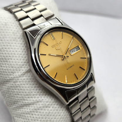 Vintage 1984 Original Seiko 5 Automatic 6309-8920 Gold Face 17 Jewels Day-Date Japanese Men's Wrist Watch SA51