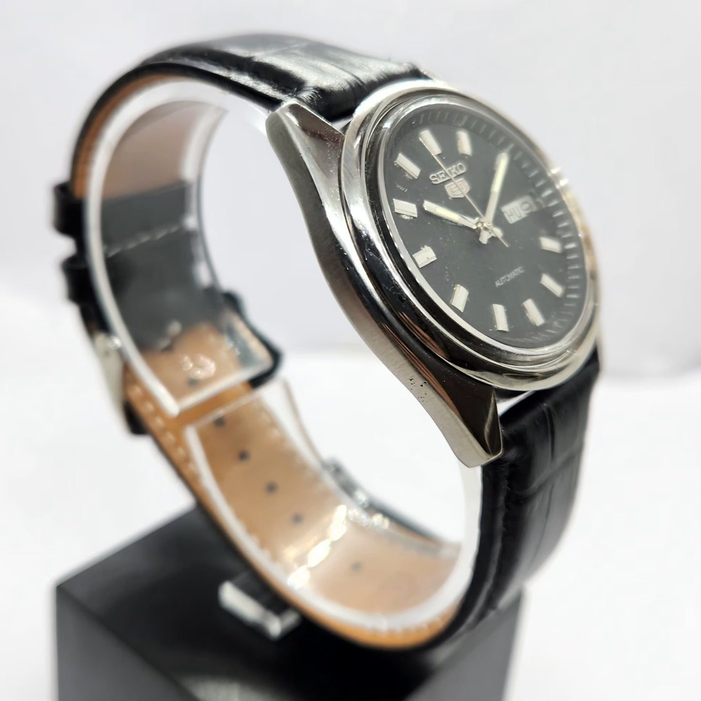 Vintage 1984 Original Seiko 5 Automatic 6349-5320 Black Face 23 Jewels Day-Date Japanese Men's Wrist Watch SA56