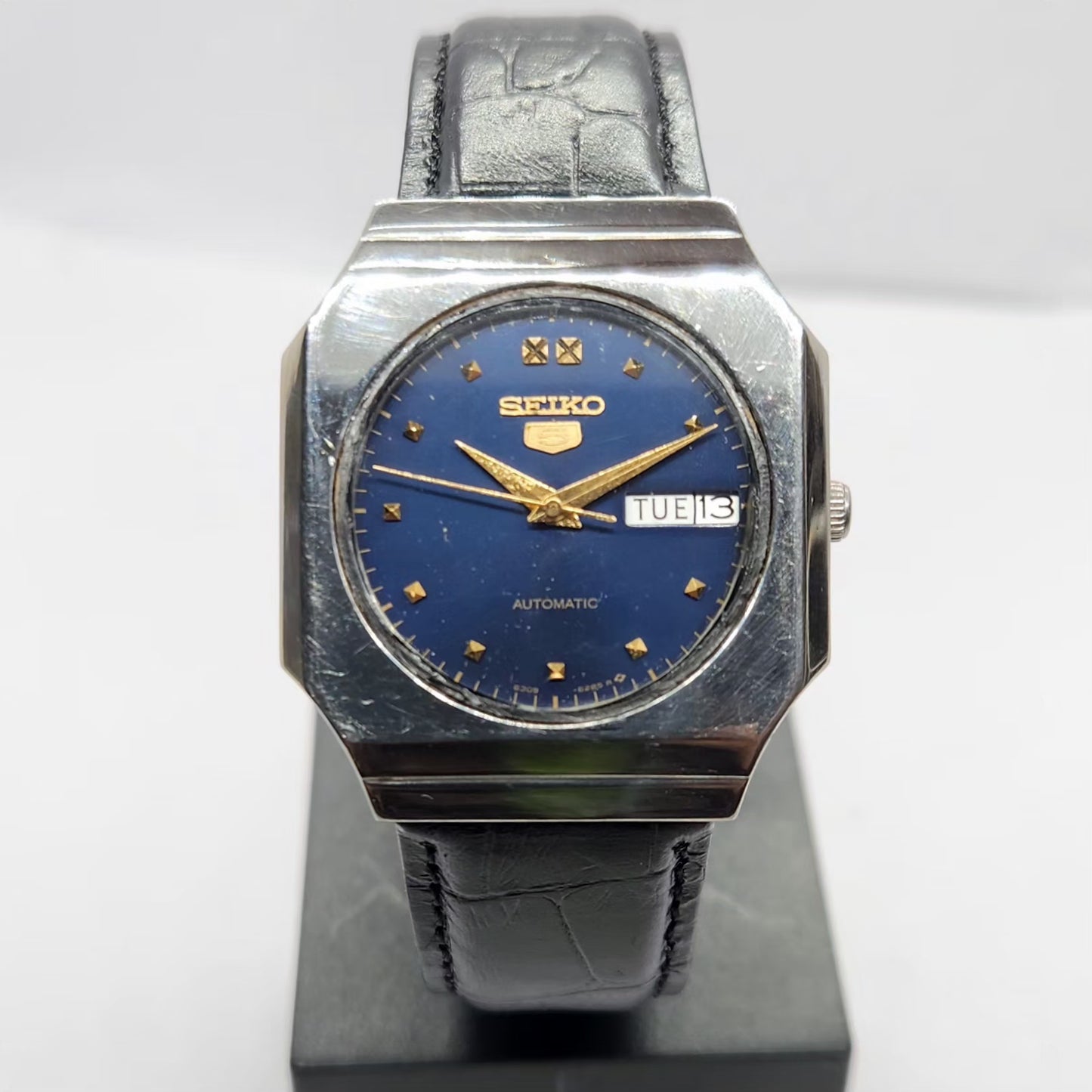 Vintage 1976 Original Seiko 5 Automatic 6309-6260 Blue Face 17 Jewels Day-Date Japanese Men's Wrist Watch SA58