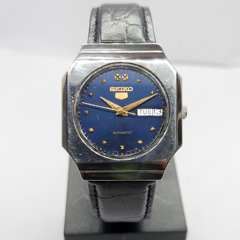 Vintage 1976 Original Seiko 5 Automatic 6309-6260 Blue Face 17 Jewels Day-Date Japanese Men's Wrist Watch SA58