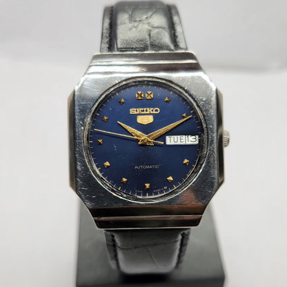 Vintage 1976 Original Seiko 5 Automatic 6309-6260 Blue Face 17 Jewels Day-Date Japanese Men's Wrist Watch SA58