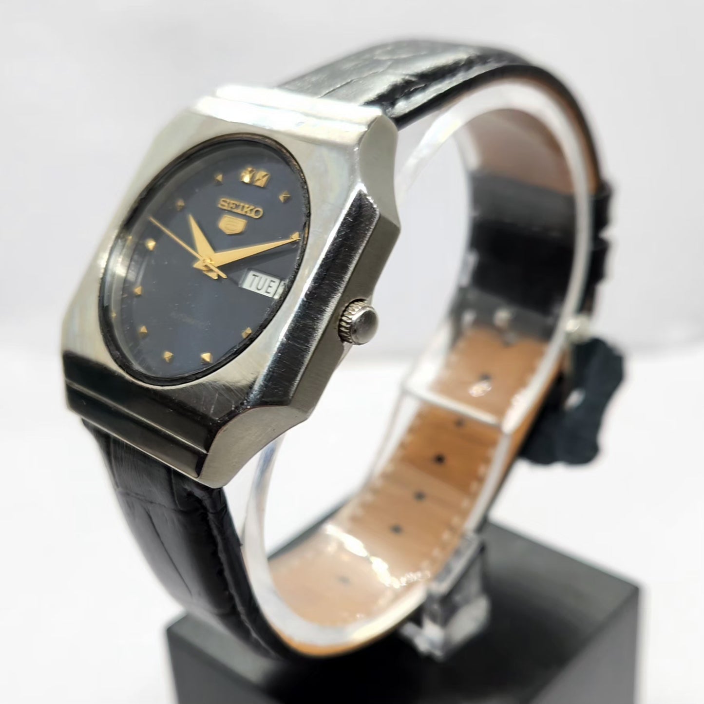 Vintage 1976 Original Seiko 5 Automatic 6309-6260 Blue Face 17 Jewels Day-Date Japanese Men's Wrist Watch SA58