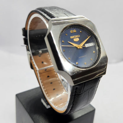 Vintage 1976 Original Seiko 5 Automatic 6309-6260 Blue Face 17 Jewels Day-Date Japanese Men's Wrist Watch SA58