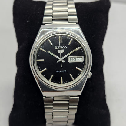 Vintage 1976 Original Seiko 5 Automatic 6309-6270 Black Face 17 Jewels Day-Date Japanese Men's Wrist Watch SA62