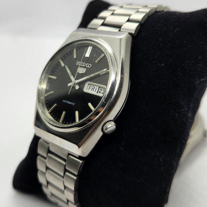 Vintage 1976 Original Seiko 5 Automatic 6309-6270 Black Face 17 Jewels Day-Date Japanese Men's Wrist Watch SA62