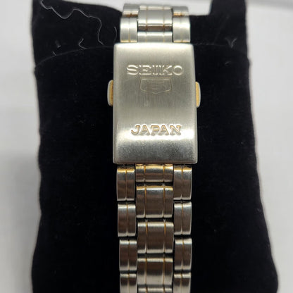 Vintage 1980 Original Seiko 5 Automatic 7S26 Gold Face 21 Jewels Day-Date Japanese Men's Wrist Watch SA63