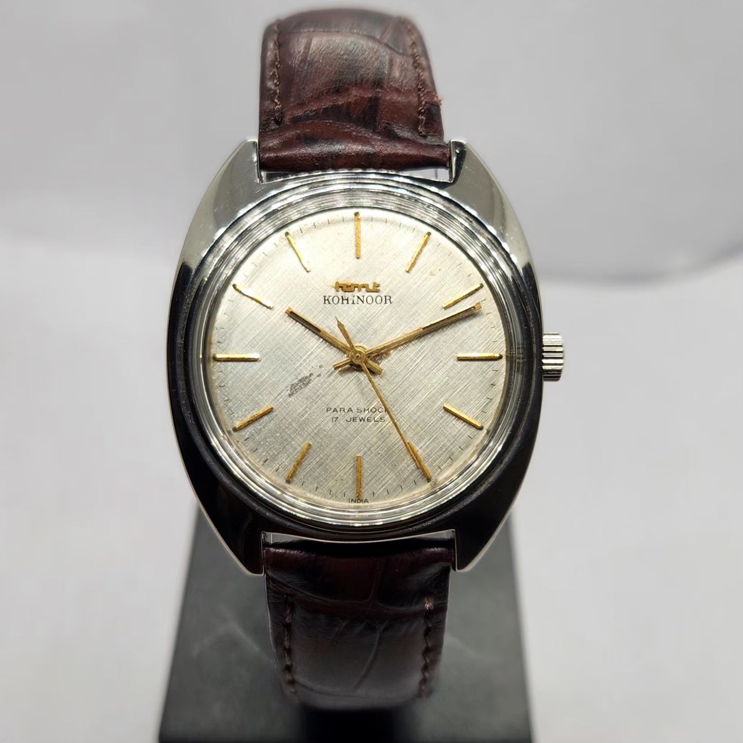 Vintage Original HMT Kohinoor Hand Winding 17 Jewels Silver Face Men's Wrist Watch HM01