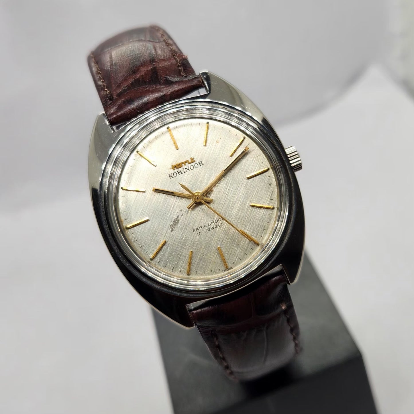 Vintage Original HMT Kohinoor Hand Winding 17 Jewels Silver Face Men's Wrist Watch HM01