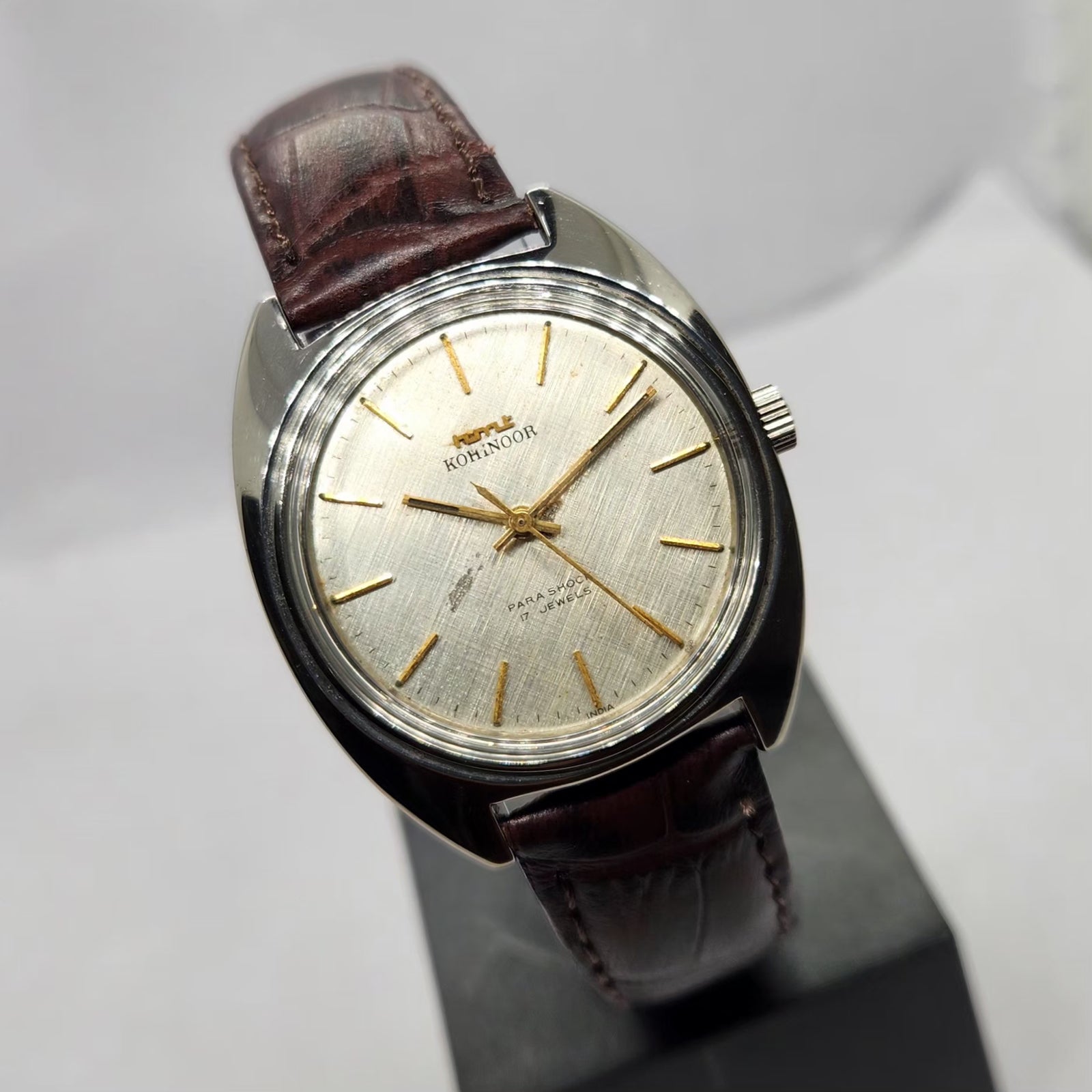 Vintage Original HMT Kohinoor Hand Winding 17 Jewels Silver Face Men's Wrist Watch HM01