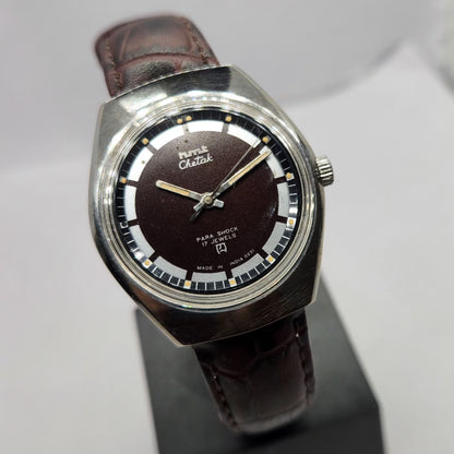 Vintage Original HMT Chetak Hand Winding 17 Jewels Brown Face Men's Wrist Watch HM03