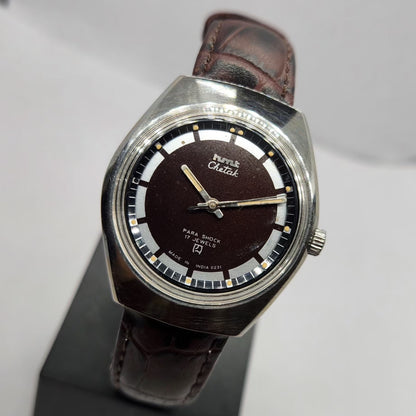 Vintage Original HMT Chetak Hand Winding 17 Jewels Brown Face Men's Wrist Watch HM03
