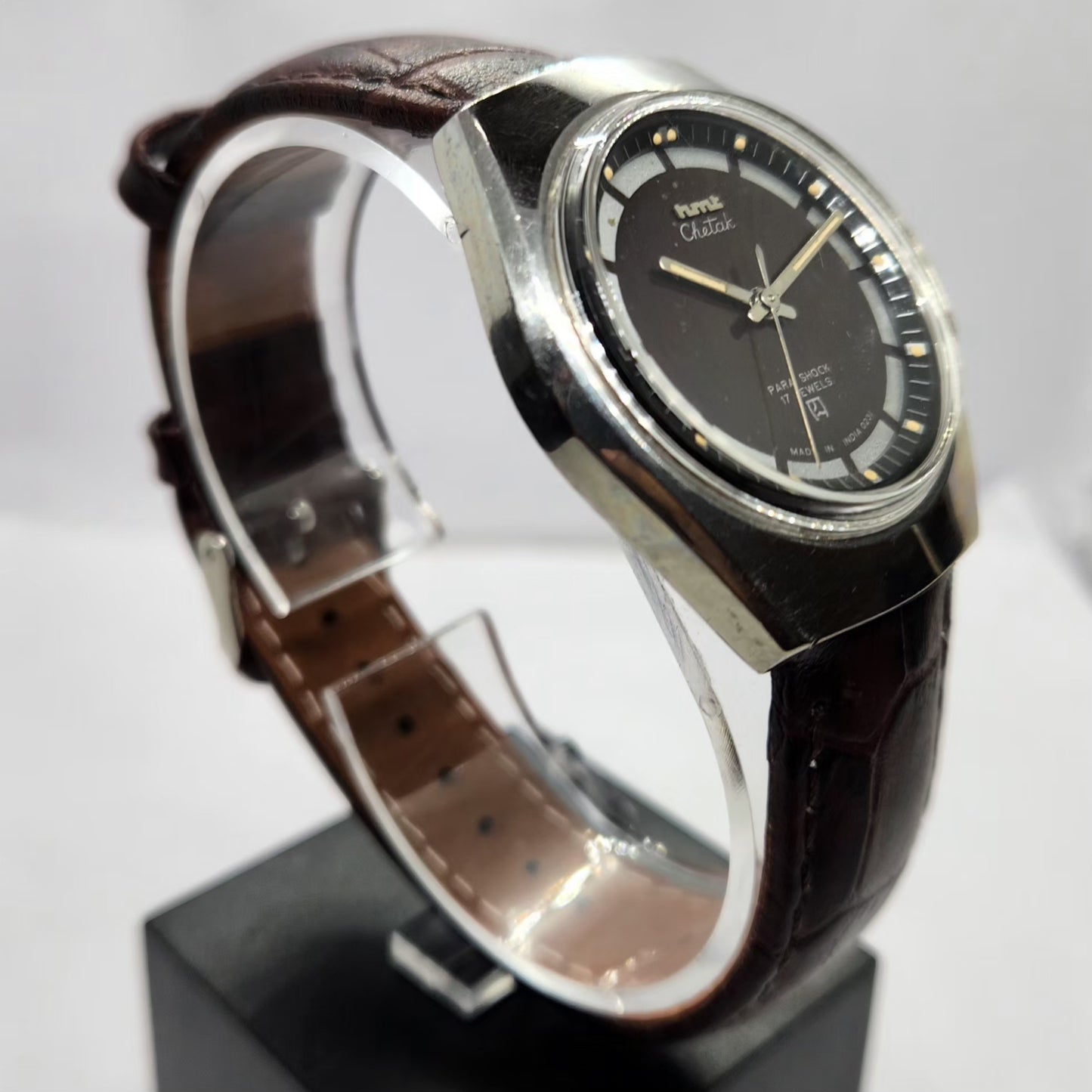 Vintage Original HMT Chetak Hand Winding 17 Jewels Brown Face Men's Wrist Watch HM03