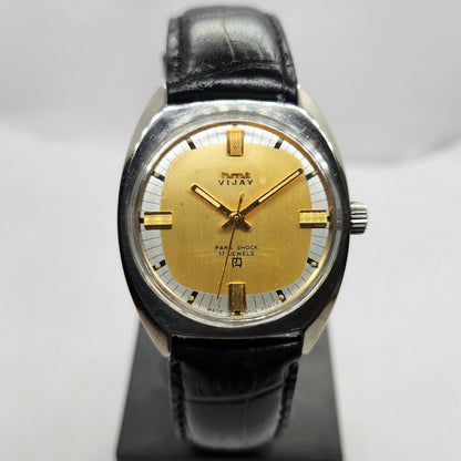 Vintage Original HMT Vijay Hand Winding 17 Jewels Gold Face Men's Wrist Watch HM05