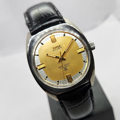 Vintage Original HMT Vijay Hand Winding 17 Jewels Gold Face Men's Wrist Watch HM05
