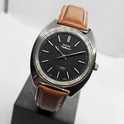Vintage Original HMT Kohinoor Hand Winding 17 Jewels Black Face Men's Wrist Watch HM06