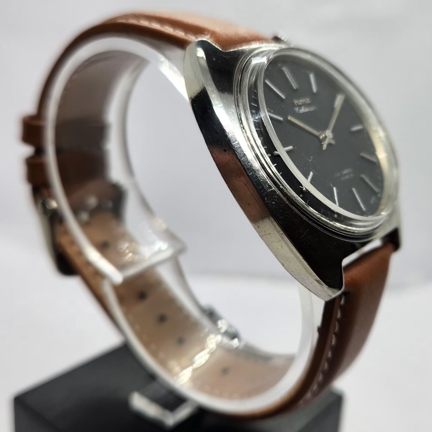 Vintage Original HMT Kohinoor Hand Winding 17 Jewels Black Face Men's Wrist Watch HM06