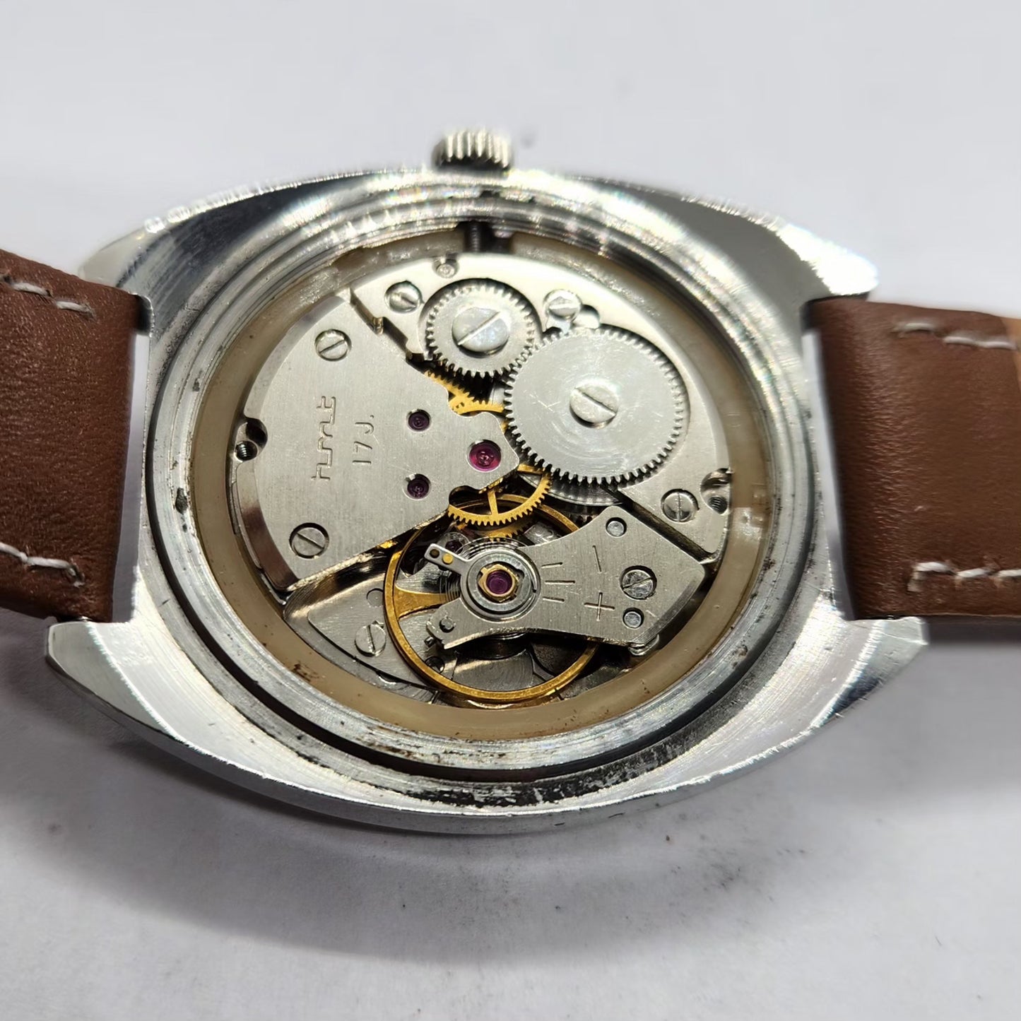 Vintage Original HMT Kohinoor Hand Winding 17 Jewels Black Face Men's Wrist Watch HM06