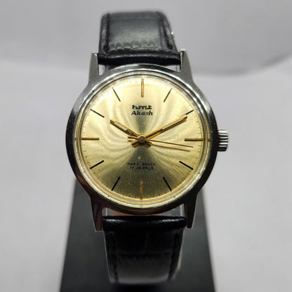Vintage Original HMT Akash Hand Winding 17 Jewels Gold Face Men's Wrist Watch HM07