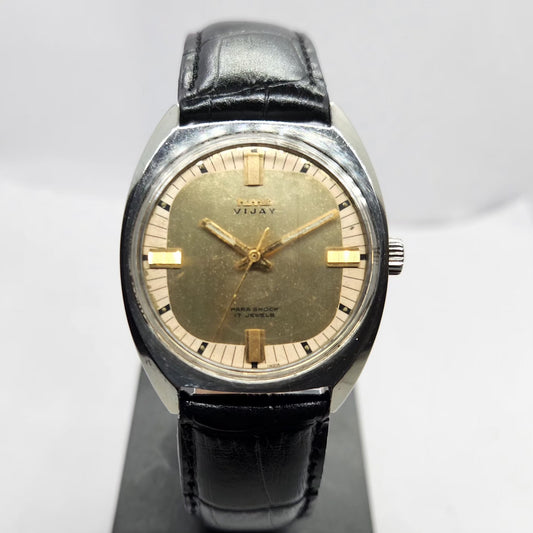 Vintage Original HMT Vijay Hand Winding 17 Jewels Gold Face Men's Wrist Watch HM08