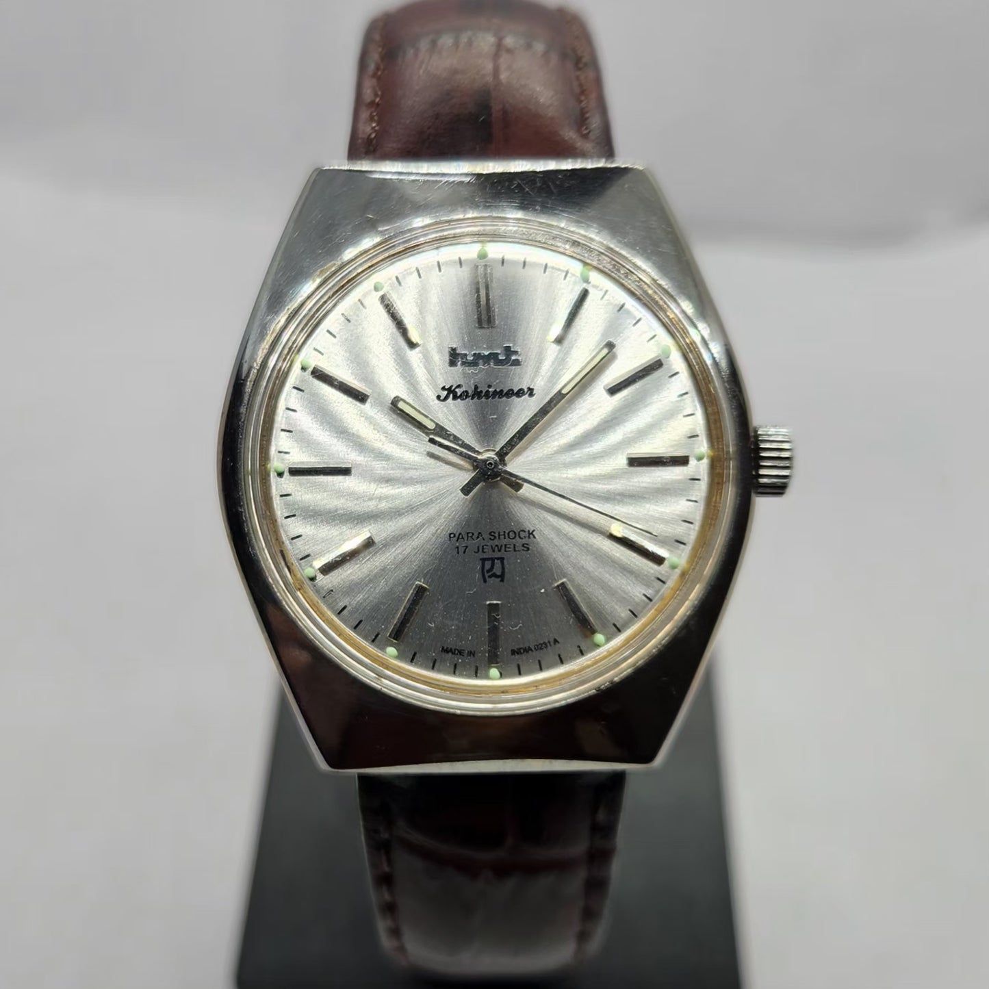Vintage Original HMT Kohinoor Hand Winding 17 Jewels Silver Face Men's Wrist Watch HM09