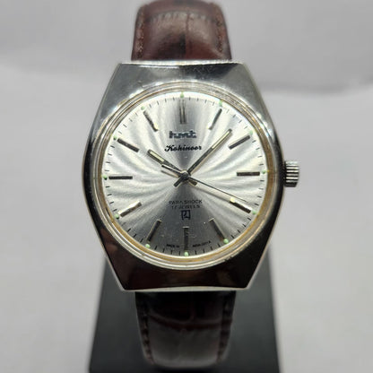 Vintage Original HMT Kohinoor Hand Winding 17 Jewels Silver Face Men's Wrist Watch HM09