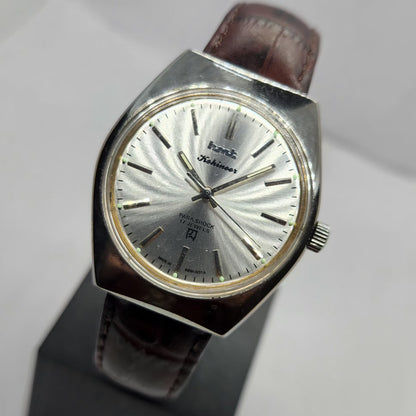 Vintage Original HMT Kohinoor Hand Winding 17 Jewels Silver Face Men's Wrist Watch HM09