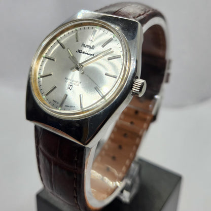 Vintage Original HMT Kohinoor Hand Winding 17 Jewels Silver Face Men's Wrist Watch HM09