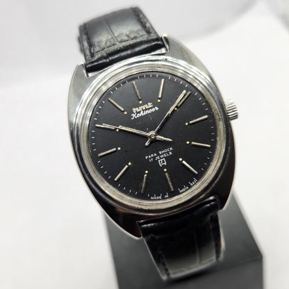 Vintage Original HMT Kohinoor Hand Winding 17 Jewels Black Face Men's Wrist Watch HM10
