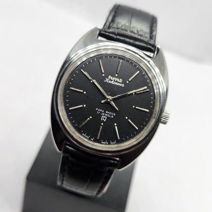 Vintage Original HMT Kohinoor Hand Winding 17 Jewels Black Face Men's Wrist Watch HM10