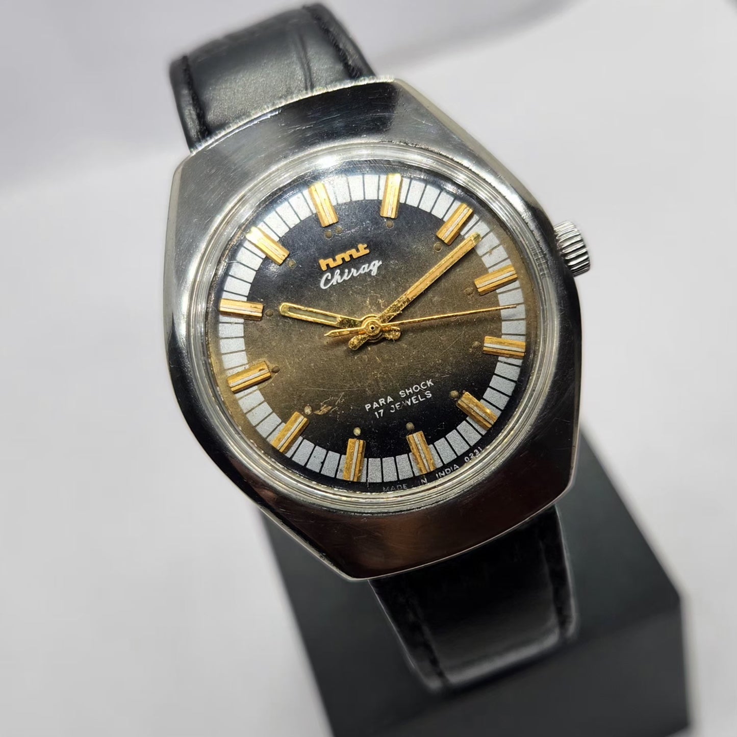 Vintage Original HMT Chirag Hand Winding 17 Jewels Brown Face Men's Wrist Watch HM11