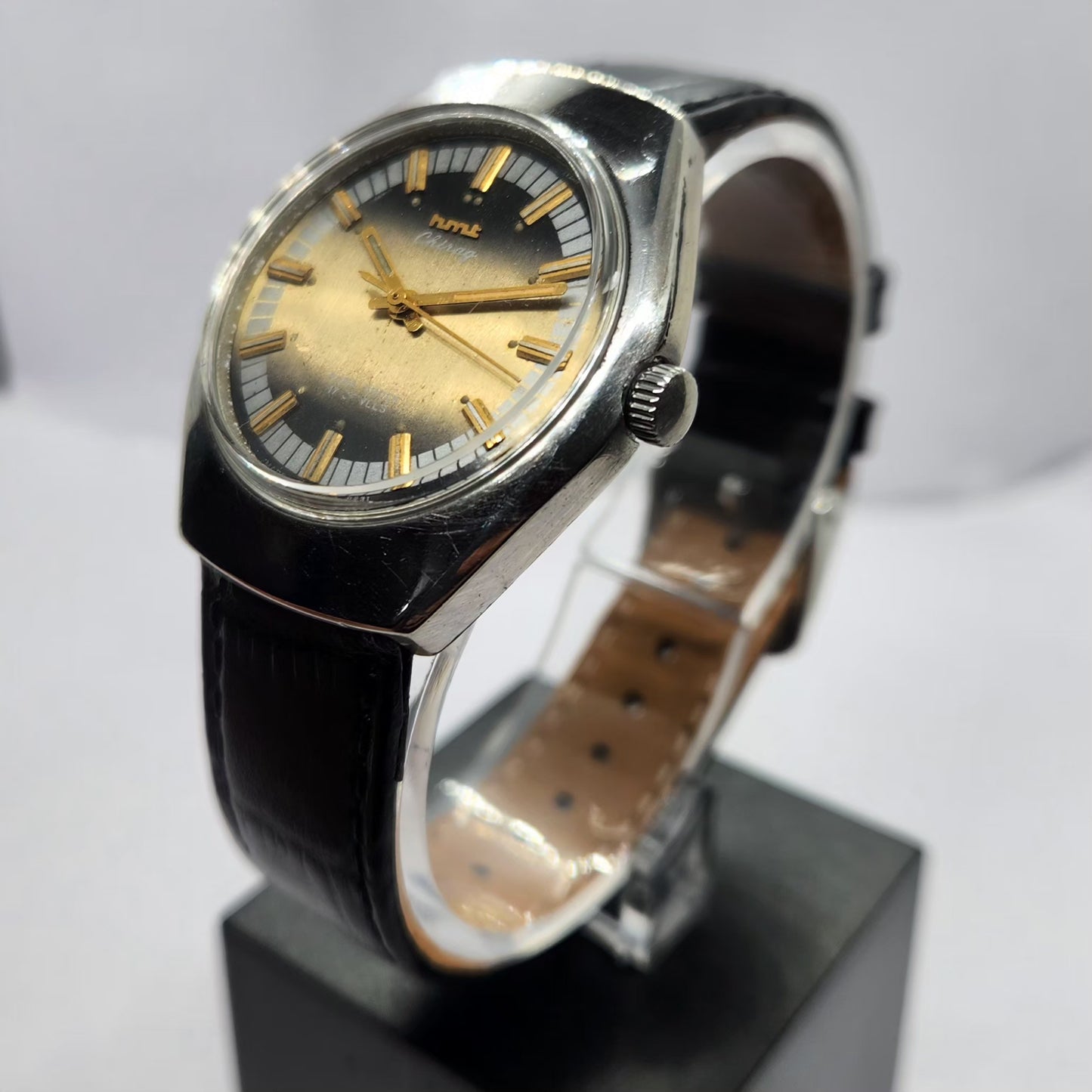 Vintage Original HMT Chirag Hand Winding 17 Jewels Brown Face Men's Wrist Watch HM11