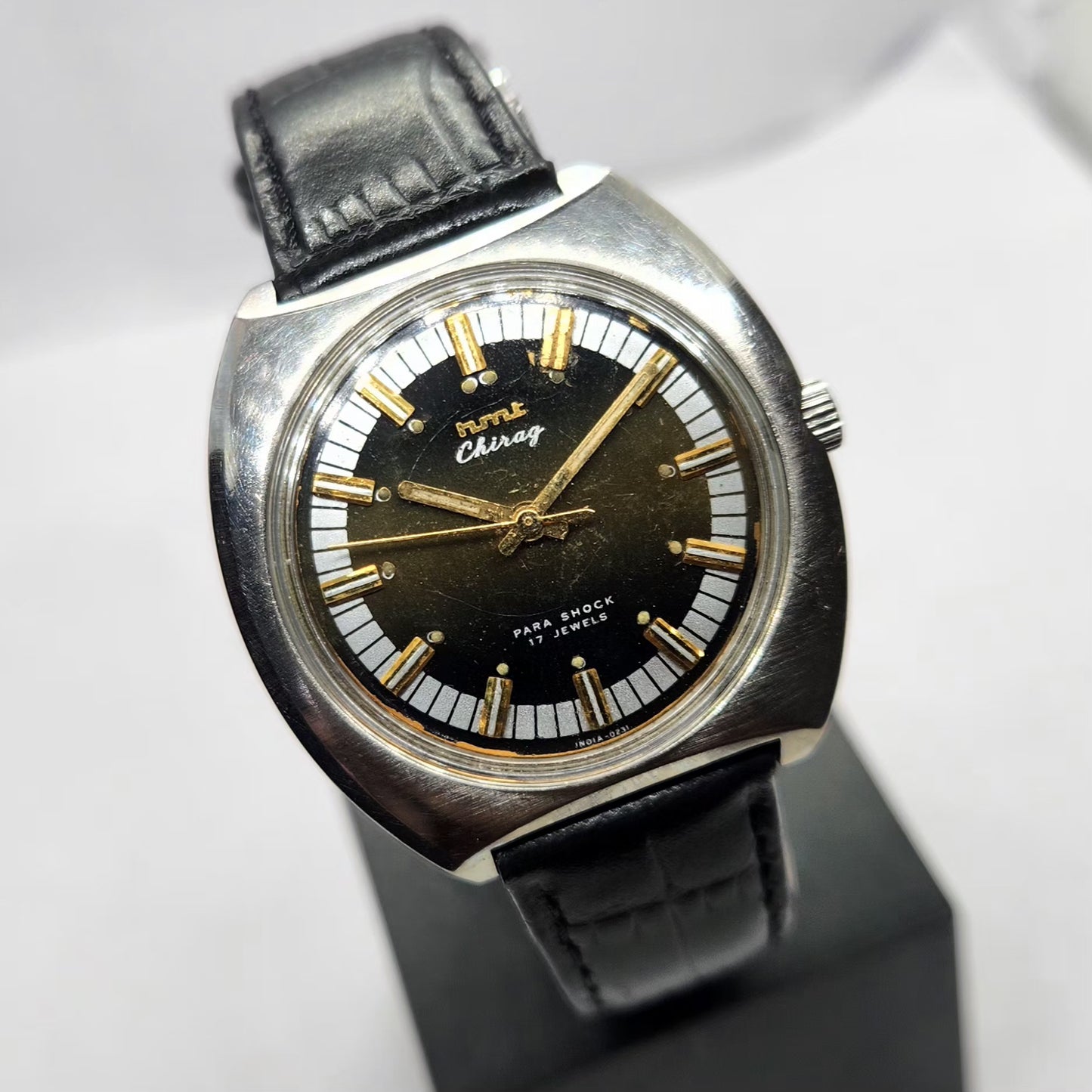 Vintage Original HMT Chirag Hand Winding 17 Jewels Silver Face Men's Wrist Watch HM12