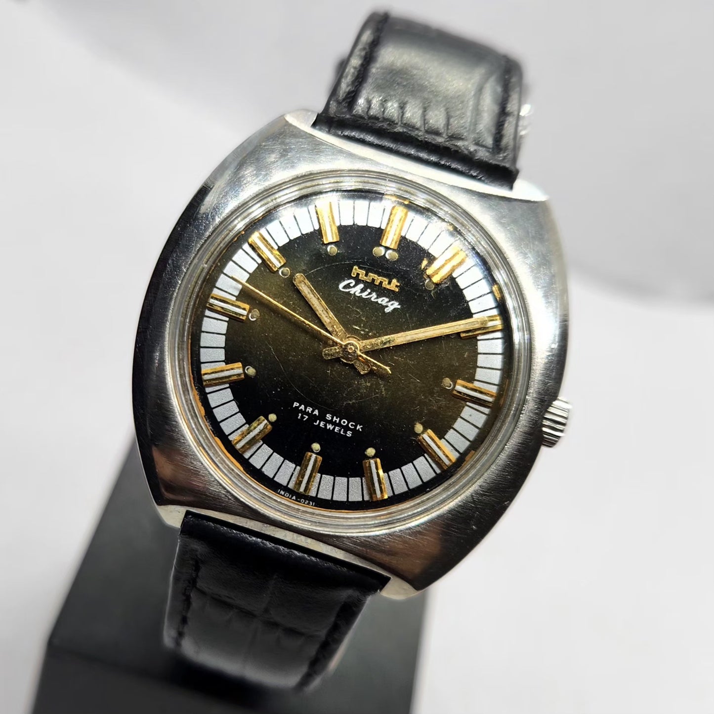 Vintage Original HMT Chirag Hand Winding 17 Jewels Silver Face Men's Wrist Watch HM12