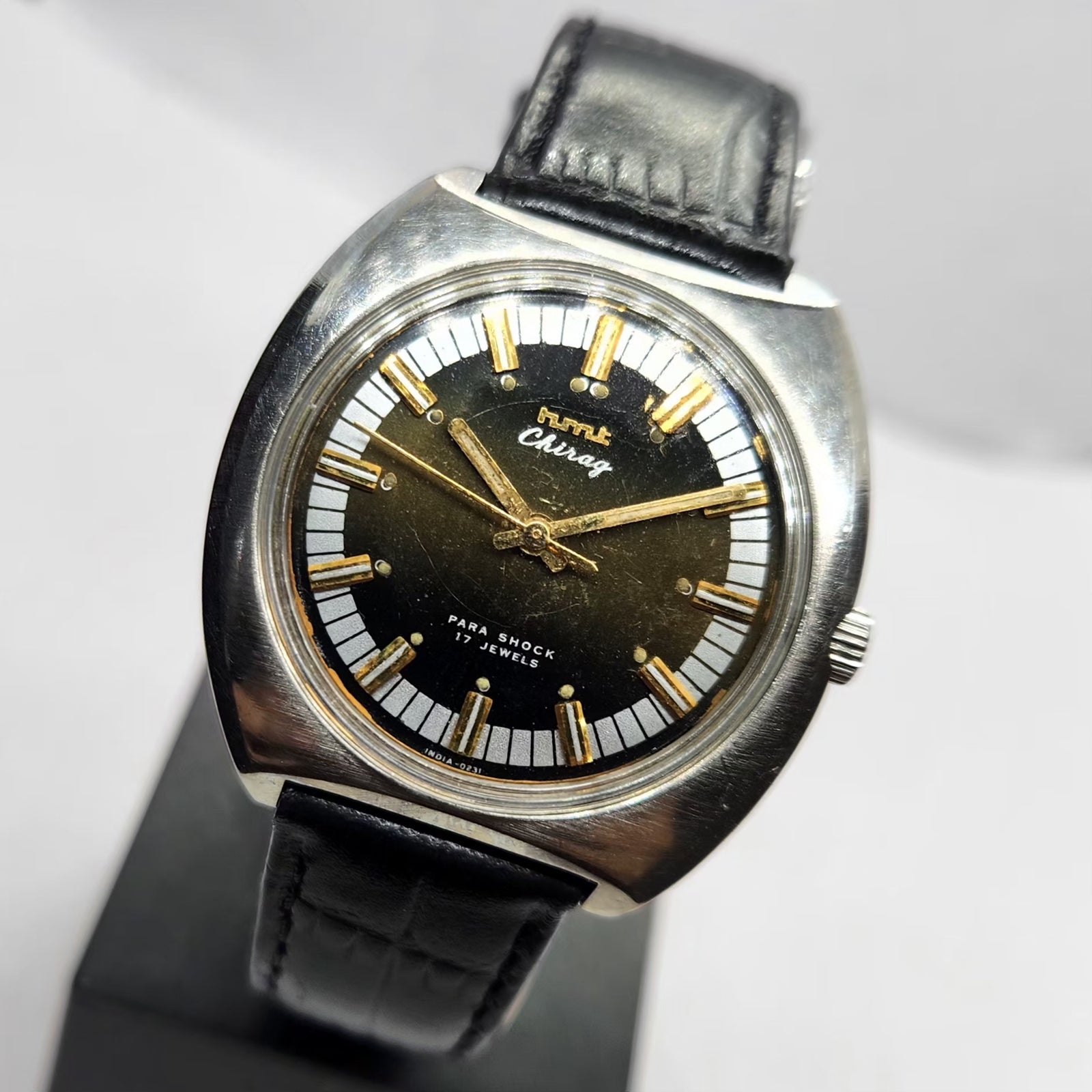 Vintage Original HMT Chirag Hand Winding 17 Jewels Silver Face Men's Wrist Watch HM12